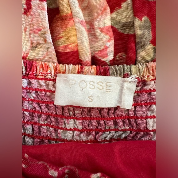 Posse Red Floral Raquel Linen-Blend Midi Dress - Picture 6 of 8